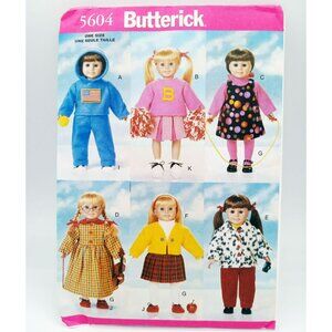 Butterick Pattern 5604 Back to School Wardrobe for 18 Inch Doll Clothing Uncut